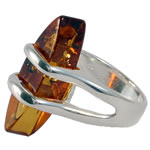 Honey Amber Marquise Silver Ring