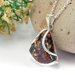 Triangular Handmade Green Amber Pendant