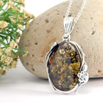 Large Green Amber Handmade Pendant