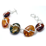 Multi Colour Amber Pebbles Wave Bracelet