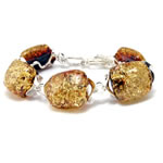 Adjustable Green Amber Handmade Silver Bracelet