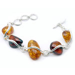 Cognac and Honey Baltic Amber Pebbles Bracelet