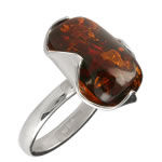 Silver Amber Ring