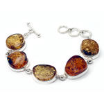 Green and Honey Baltic Amber Silver Bracelet