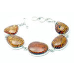 Large Honey Amber Silver Bracelet