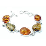 Large Green and Honey Baltic Amber T-Bar Bracelet