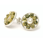 Round Green Amber Earrings