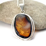 Oval Baltic Amber Handmade Silver Pendant