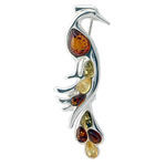 Multi Colour Amber Bird Brooch