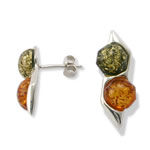 Octagonal Cut Multi Colour Amber Earrings