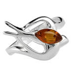 Amber Swallow Silver Ring