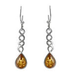 Honey Amber Celtic Drop Earrings