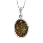 Handmade Oval Green Amber Pendant