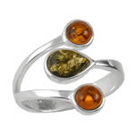 Green and Honey Triple Amber Ring
