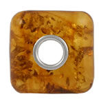 Square Cognac Amber Charm Bead