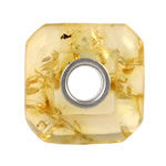 Square Lemon Amber Charm Bead
