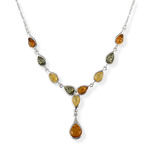 Multi Coloured Amber Drop Necklace