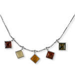 Multi Colour Amber Squares Necklace