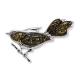 Green Amber Bird Brooch