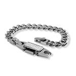 Gem Set Mens Steel Curb Bracelet