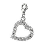 Cubic Zirconia Heart Clip on Charm