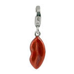 Red Lips Silver Clip on Charm
