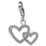 Double Heart Clip on Silver Charm