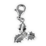 Christmas Holly Silver Clip on Charm