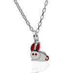 Childs Red Enamel Rabbit Pendant