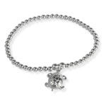 Childs Silver Bead Turtle Bracelet
