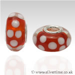 White and Red Charm Bead