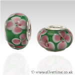 Green and Pink Flower Charm Bead