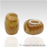 Stripy Brown Glass Charm Bead
