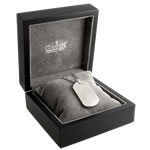 Rhodium Brushed Finish Silver Dog Tag Pendant