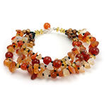 Carnelian, Agate and Pearl Multi Row Bracelet