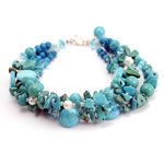 Turquoise Multi Gem Set Silver Bracelet