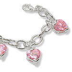 Pink Ice Heart Charm Bracelet