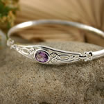 Amethyst Celtic Silver Bangle