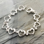 Large Multi Heart Silver Bracelet