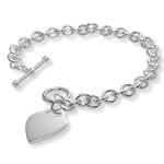 Heart Tag T-Bar Silver Bracelet