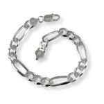 Mens Silver Figaro Bracelet 8.40mm Width