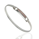 Pink CZ Channel Set Silver Bangle