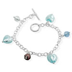 Ice Blue Murano Glass Heart Charm Bracelet
