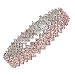 Pink Cubic Zirconia Triple Row Bracelet