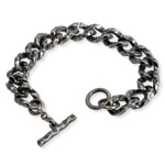 Hammered Oxidised Mens Silver Bracelet