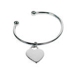 Silver Floating Heart Torque Bangle