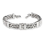 Mens Triple Rope Silver Hinged Bracelet