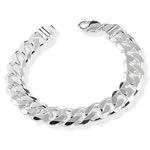 Wide Mens Silver Curb Bracelet
