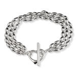 Triple Oval Bead Heart T-Bar Bracelet