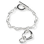 Entwined Heart Silver T-Bar Bracelet